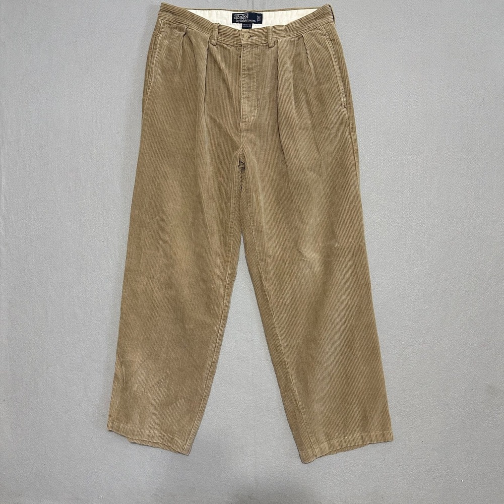 Polo Ralph Lauren Andrew Pant Tan Corduroy Pleated Mens 33x34